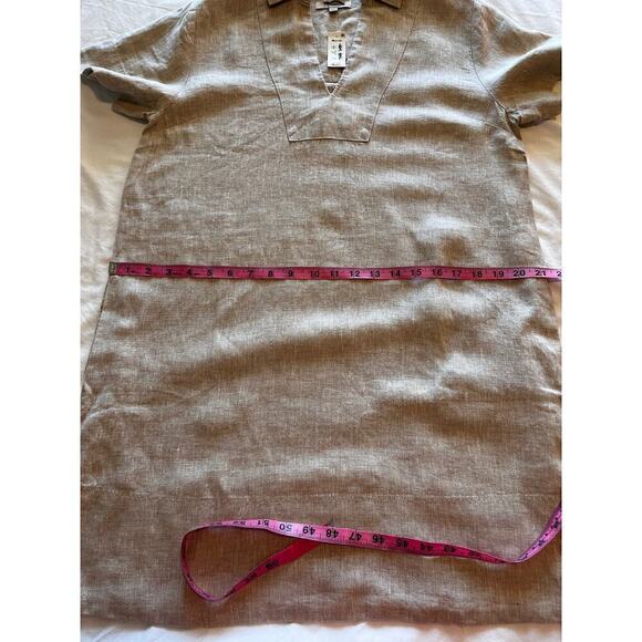 Madewell Women's V-Neck Mini Dress in 100% Linen Natural Undyed S - Picture 12 of 13